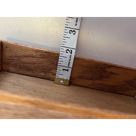 Vtg Tennessee Wood Crafters Oak Keepsake Box Quilted Heart Insert 9” Folk Art - Picture 11 of 14